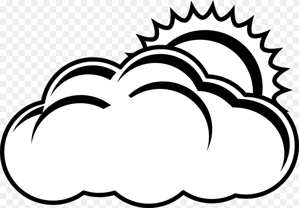 Cloudy Weather Clipart Black And White, Stencil Free Png