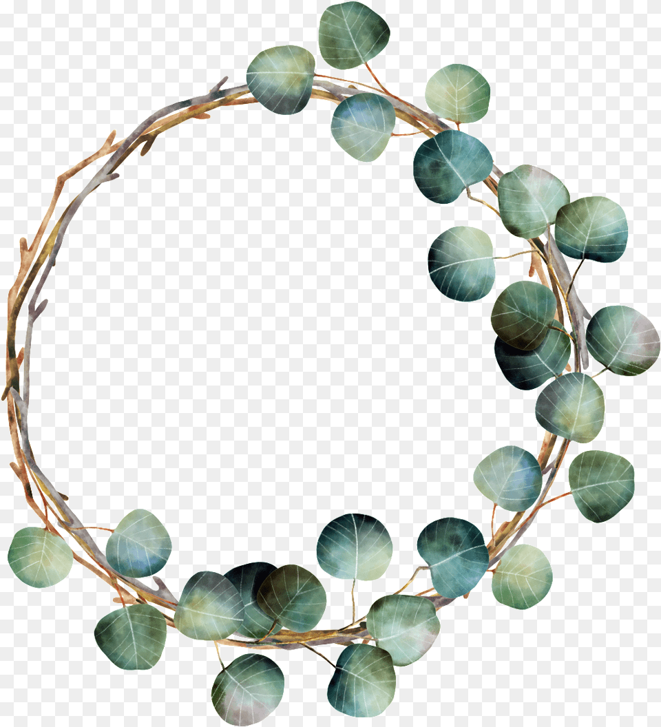 Clove Leaf Hand Watercolor Eucalyptus Wreath, Accessories, Bracelet, Jewelry, Plant Free Png