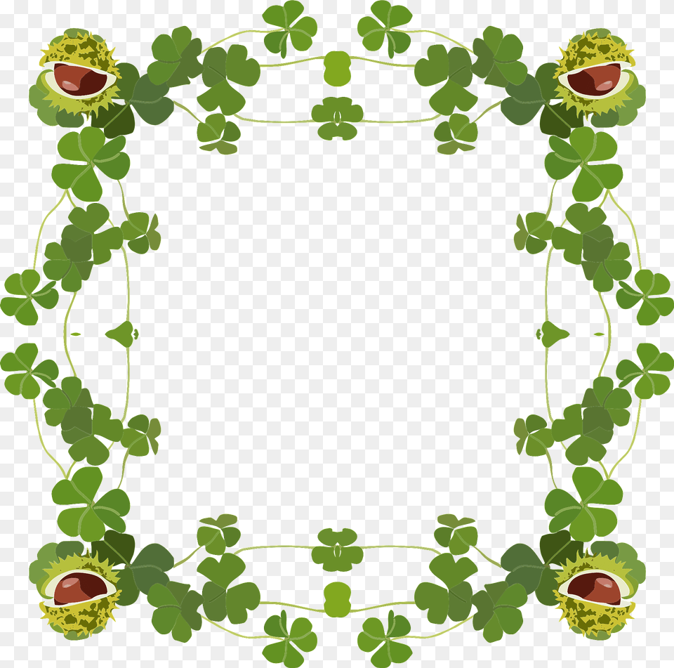 Clover Frame Clipart, Green, Leaf, Plant, Food Free Png Download