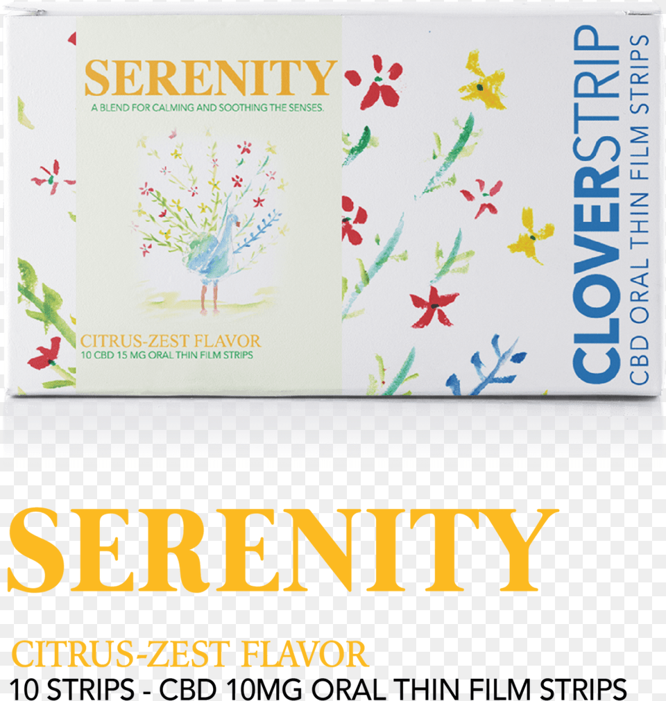 Cloverstrip Serenity Citrus 100mg Cbd Graphic Design, Advertisement, Book, Poster, Publication Png Image