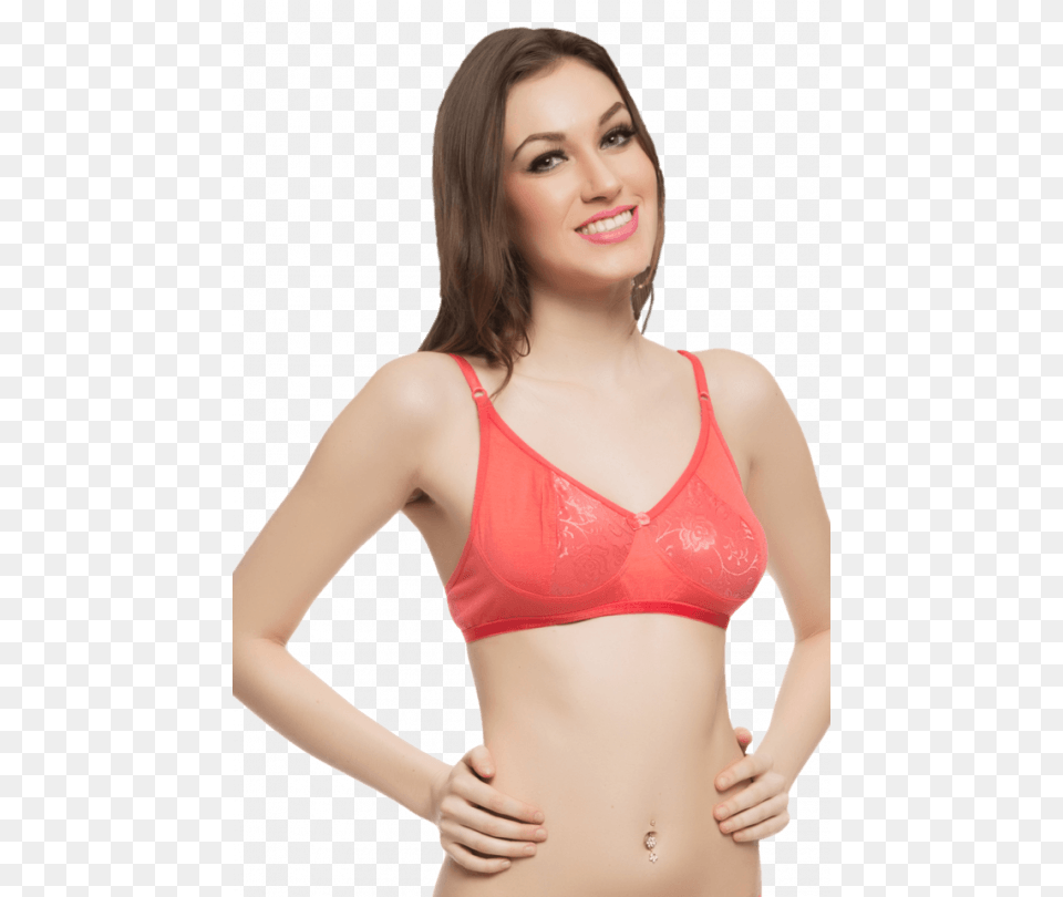 Clovia Cotton Rich Non Padded Bra With Lace Lingerie, Blouse, Clothing, Underwear, Adult Png