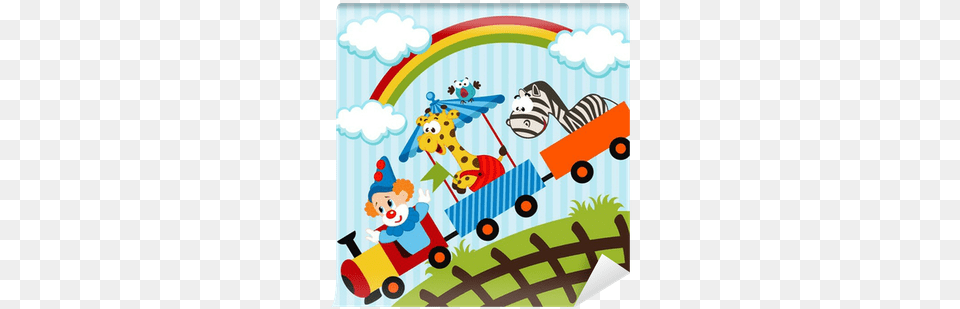 Clown And Animals Traveling Train If I Were In The Circus, Bulldozer, Machine, Outdoors Png Image