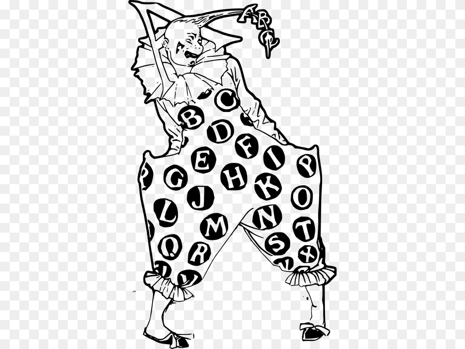 Clown Creepy Scary Expression Sinister Circus Vintage Clown Black And White Clipart Scary, Gray Free Png