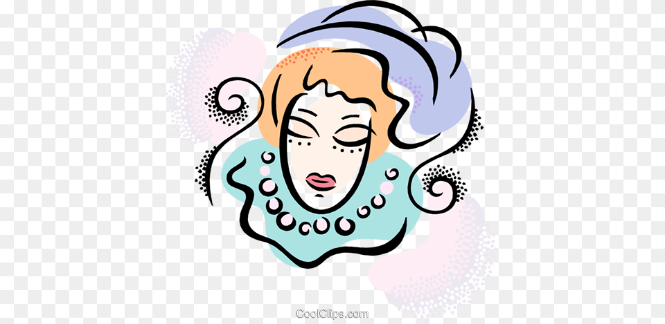 Clown Face Royalty Free Vector Clip Art Illustration, Accessories, Necklace, Jewelry, Person Png Image