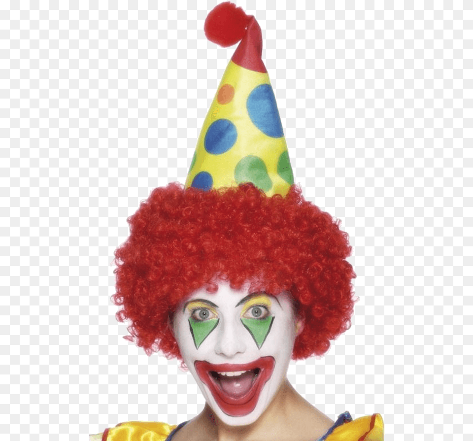 Clown Hat With Wig Clown Hat, Clothing, Person, Head, Adult Free Png