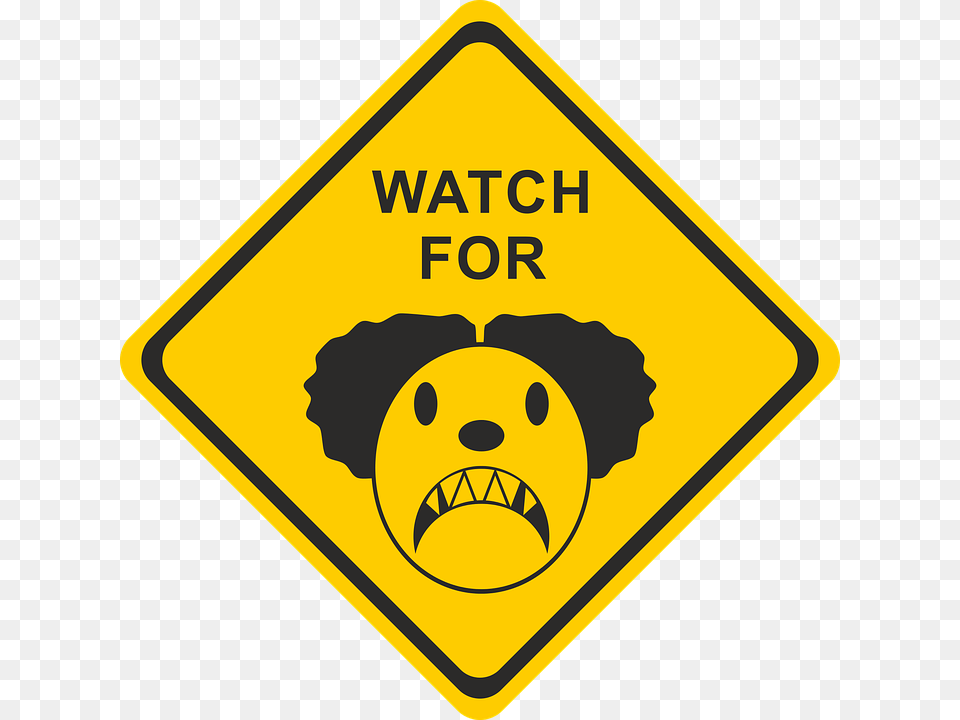Clown Horror Halloween Unscrupulously Creepy Trend Golf Cart Warning Sign, Symbol, Road Sign, Face, Head Free Png Download