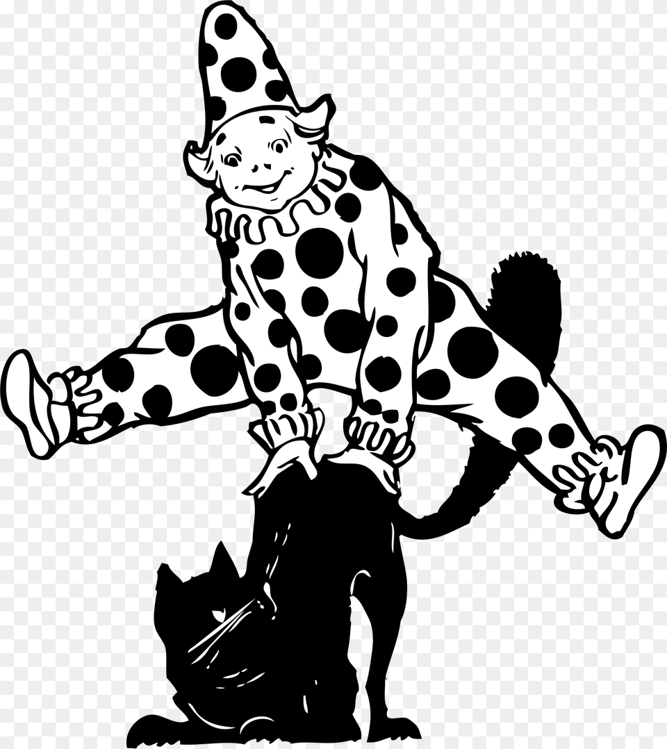 Clown Jumping Over Cat Clip Arts Jump Clown Clip Art White And Black, Stencil, Baby, Person, Face Free Transparent Png