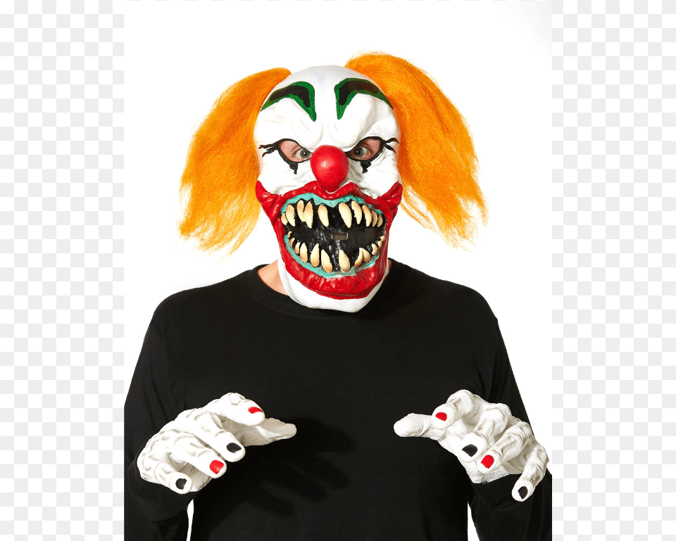 Clown Mask With Hands By Spirit Halloween, Adult, Female, Performer, Person Free Png Download