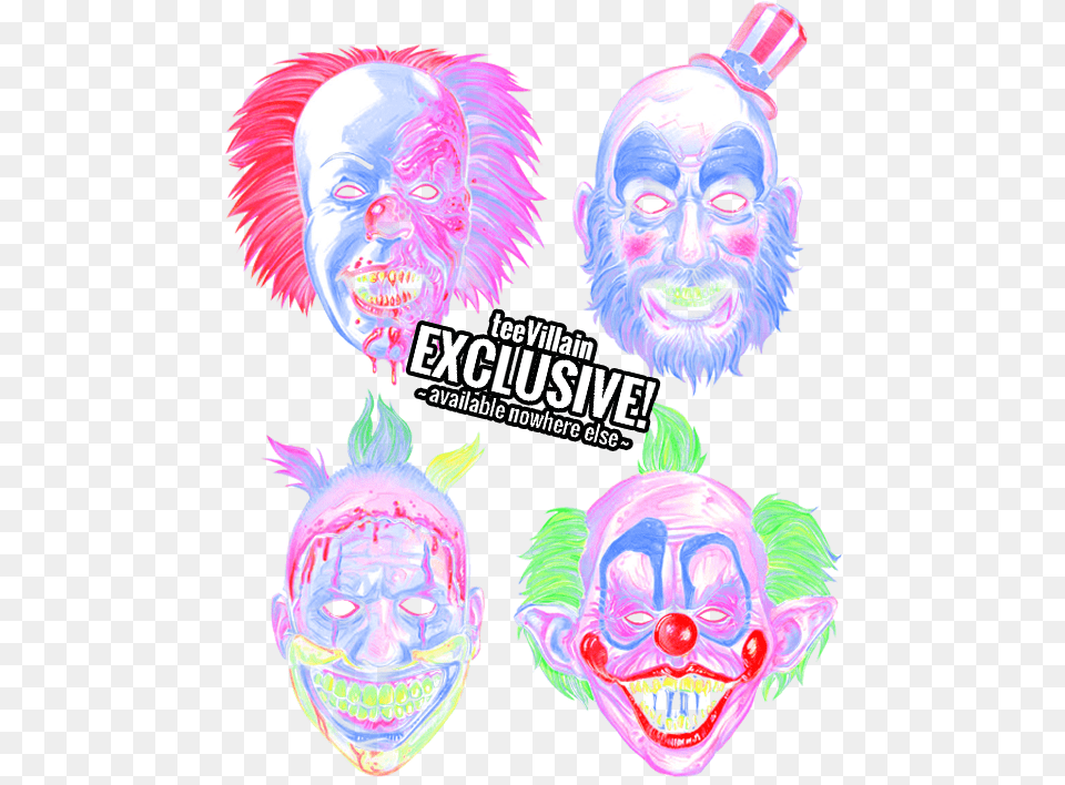 Clown Masks By Zacharyjacksonbrown Illustration, Art, Graphics, Face, Head Png
