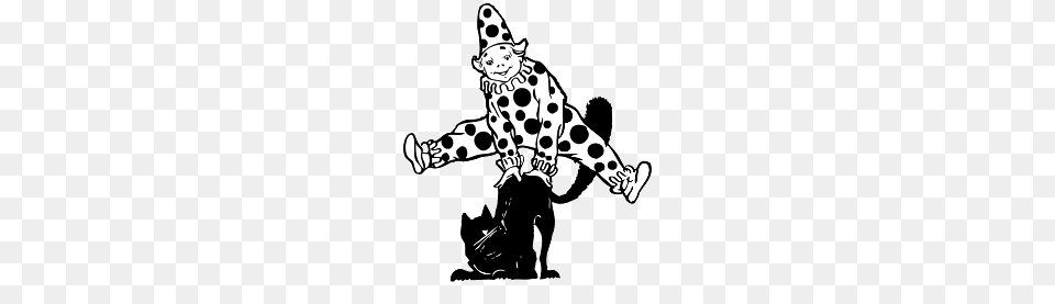 Clown Performing With Big Black Cat, Stencil, Baby, Person, Face Png