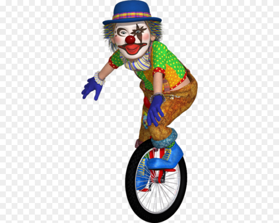 Clown Unicycle Clown On A Unicycle, Adult, Person, Performer, Woman Free Png