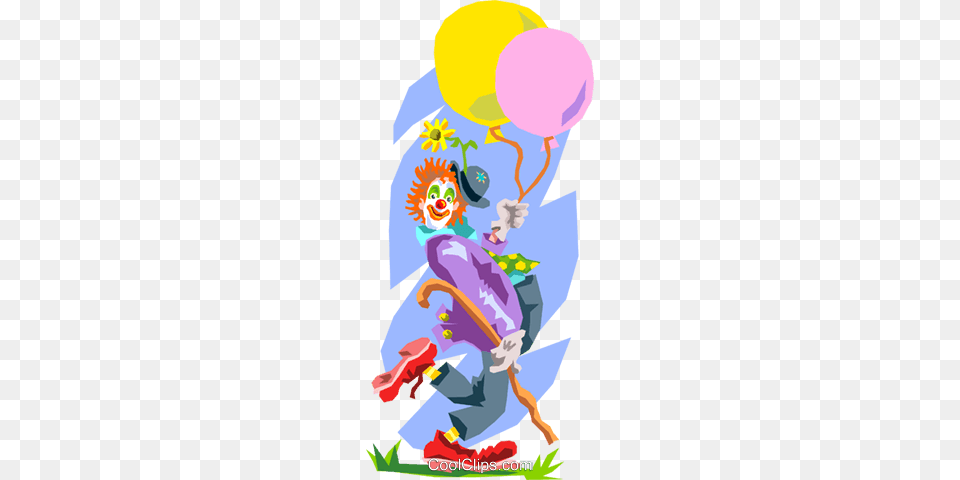 Clown With Balloons Royalty Free Vector Clip Art Illustration, Graphics, Balloon, Baby, Person Png