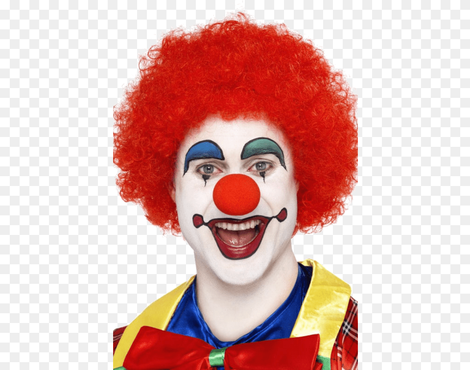 Clown With Blue Hair Red Nose Day Clown, Adult, Female, Performer, Person Free Transparent Png