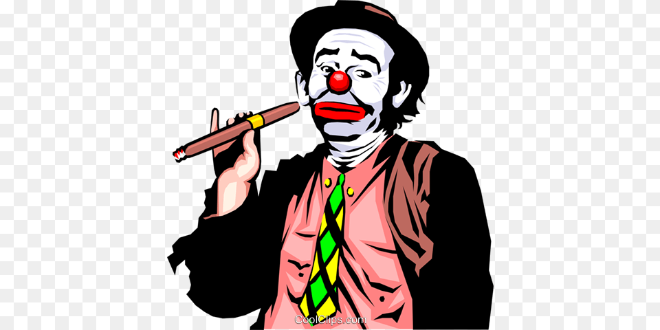 Clown With Cigar Royalty Free Vector Clip Art Illustration, Adult, Male, Man, Performer Png Image