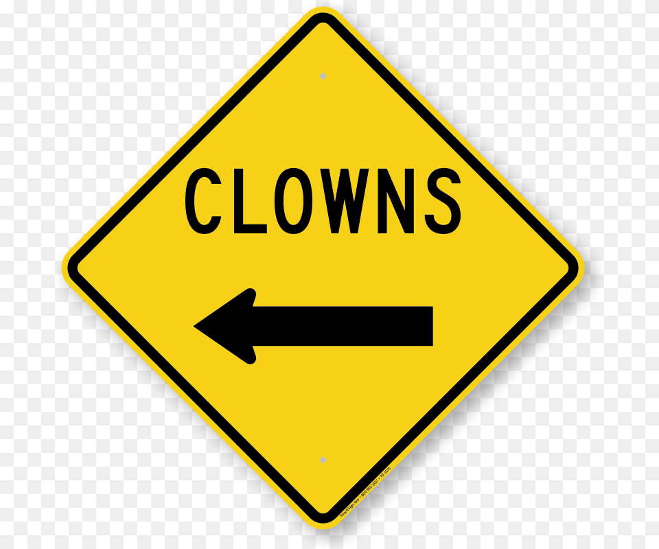 Clowns With Left Arrow Funny Crossing Funny Left Arrow, Road Sign, Sign, Symbol Free Png