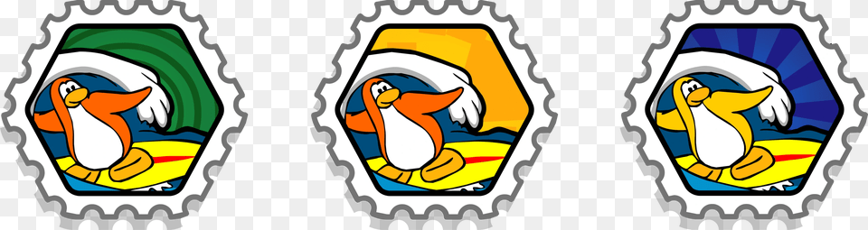 Club Penguin Catchin Waves Hard Stamps, Emblem, Symbol, Logo, Animal Png Image