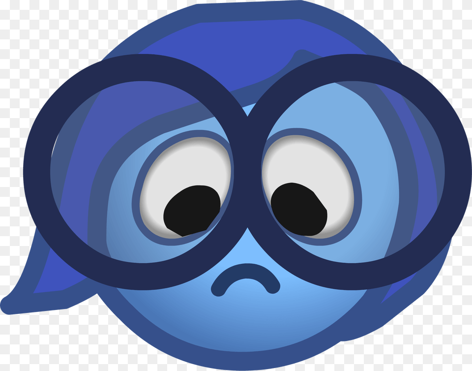 Club Penguin Inside Out Party Sadness Emote Sadness, Disk, Accessories, Goggles, Mask Free Transparent Png