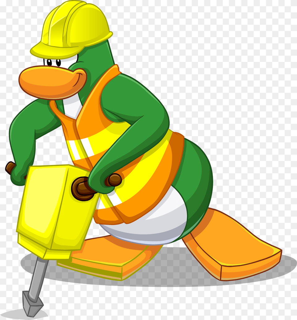 Club Penguin Wiki Club Penguin Construction Worker, Cleaning, Person, Clothing, Hardhat Png Image