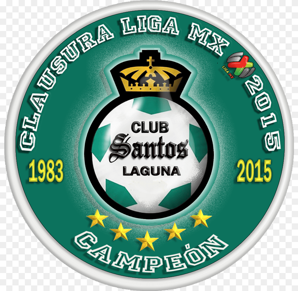 Club Santos Laguna 5 Campeonato 2015 Santos Laguna, Badge, Logo, Symbol, Ball Free Png Download