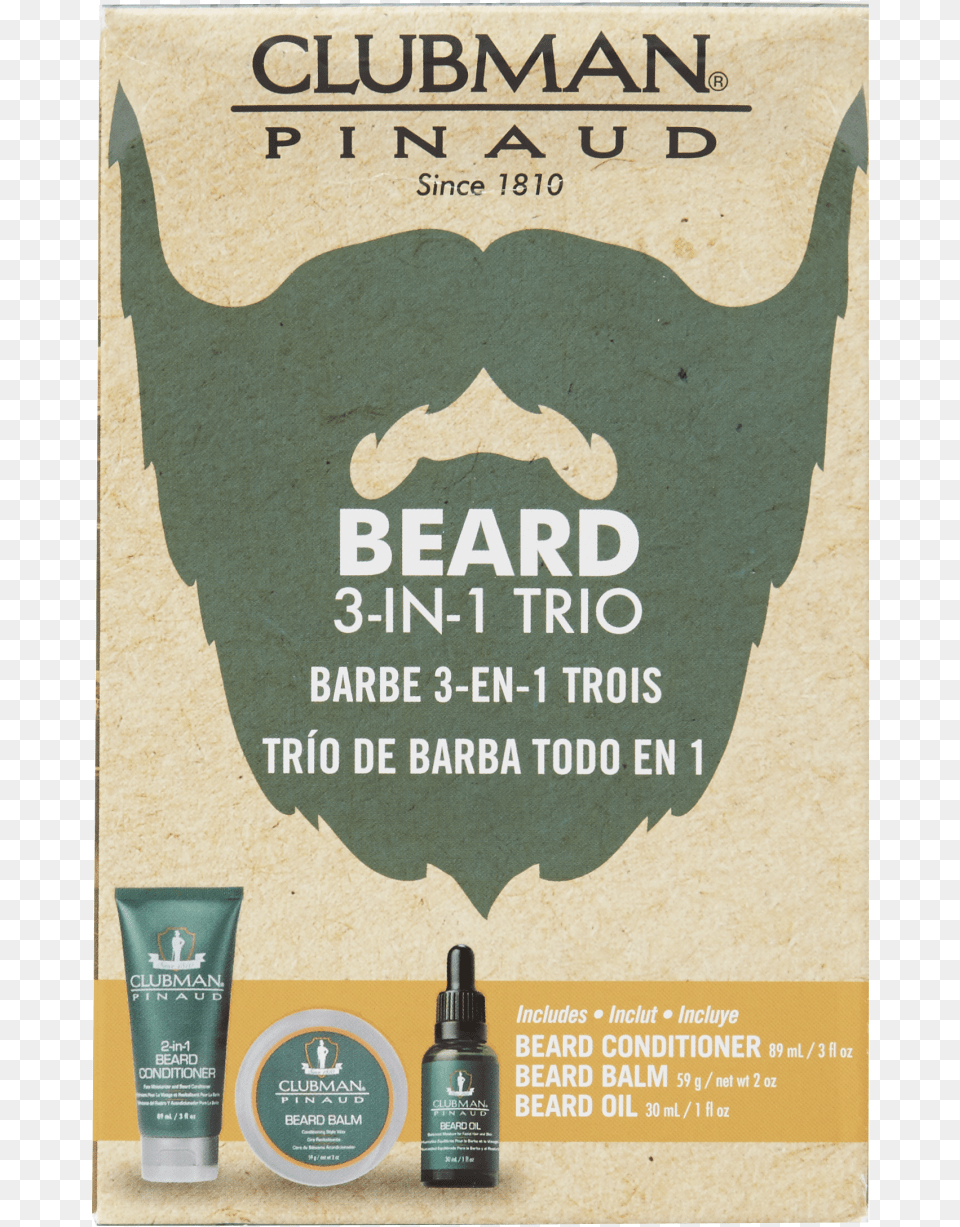 Clubman Beard 3 In 1 Trio, Advertisement, Bottle, Poster, Aftershave Free Transparent Png