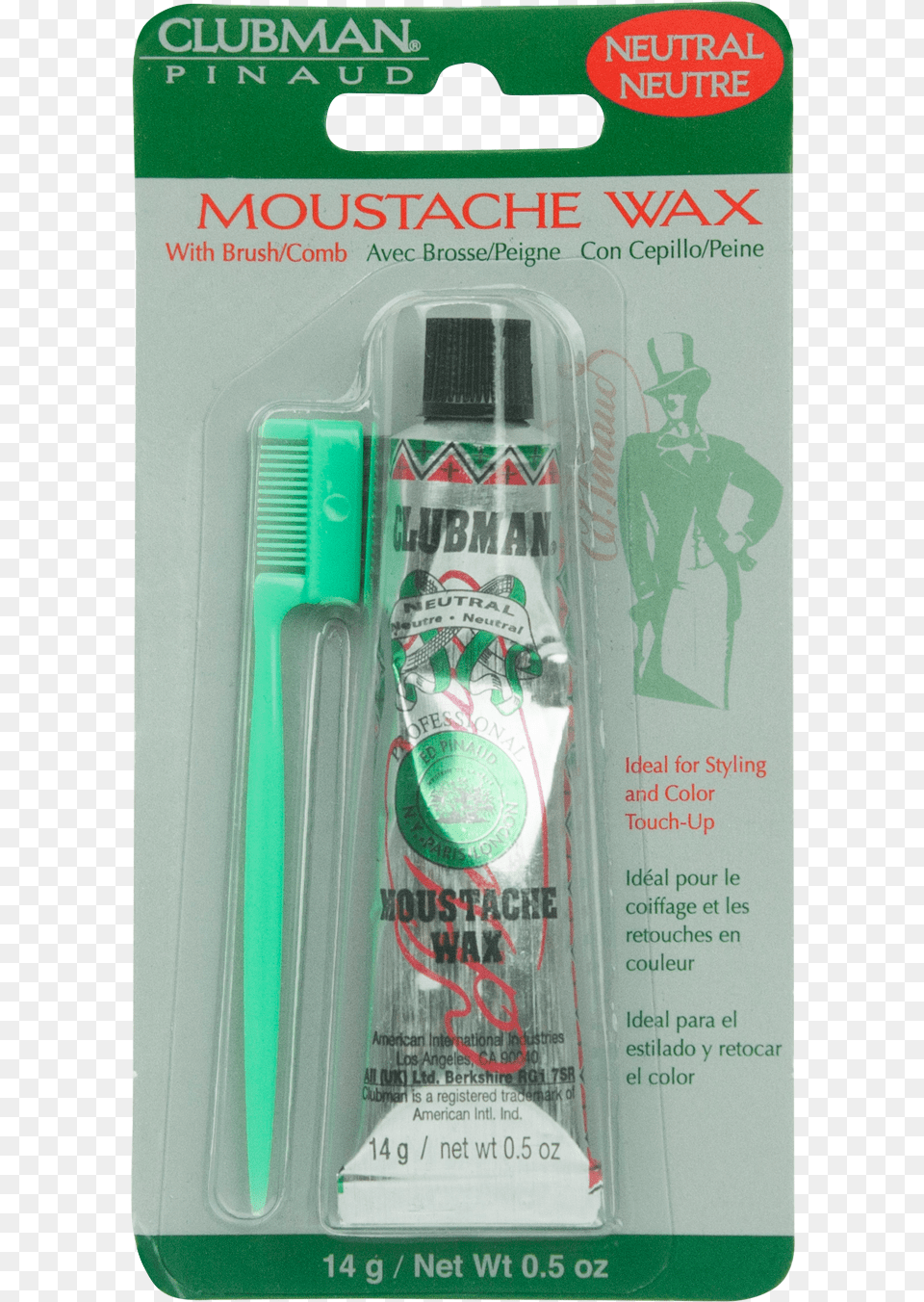 Clubman Moustache Wax Neutral White 05 Oz, Brush, Device, Tool, Adult Free Transparent Png