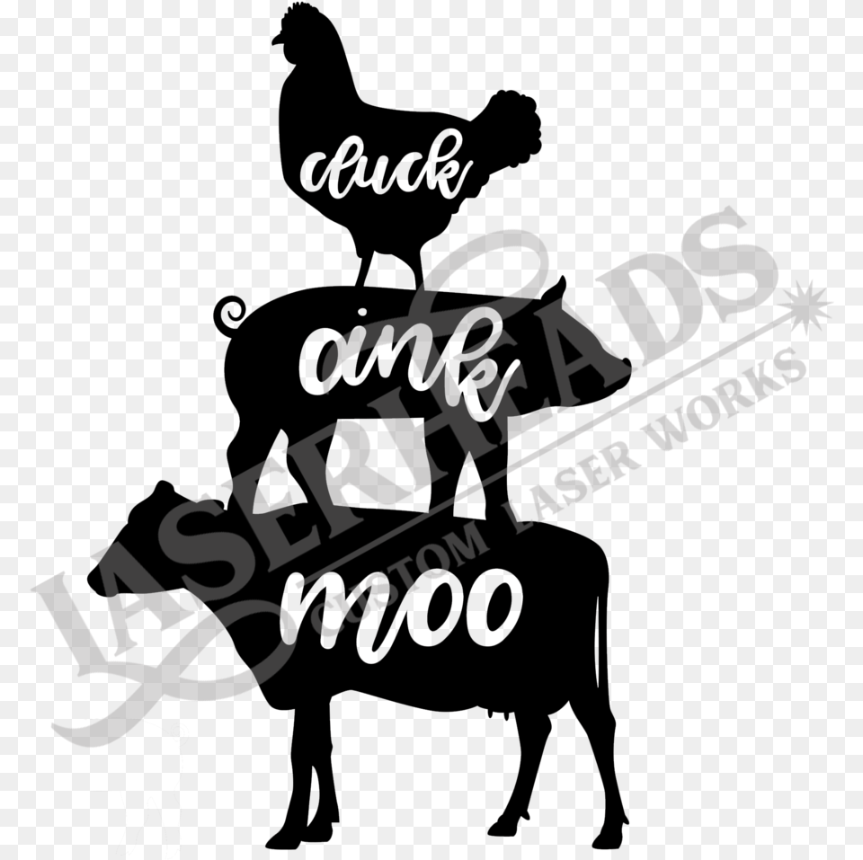 Cluck Oink Moo Chicken Pig Cow Sign, Logo, Text, Dynamite, Weapon Free Png Download