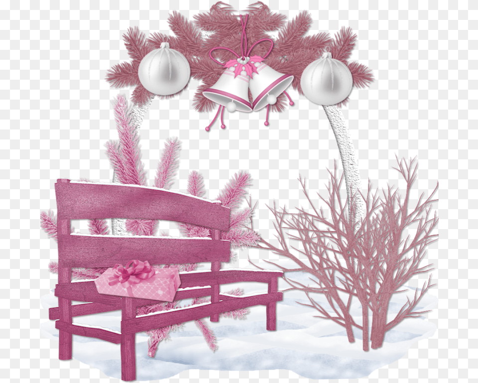Cluster Christmas In Pink Snow, People, Person, Furniture, Flower Free Transparent Png