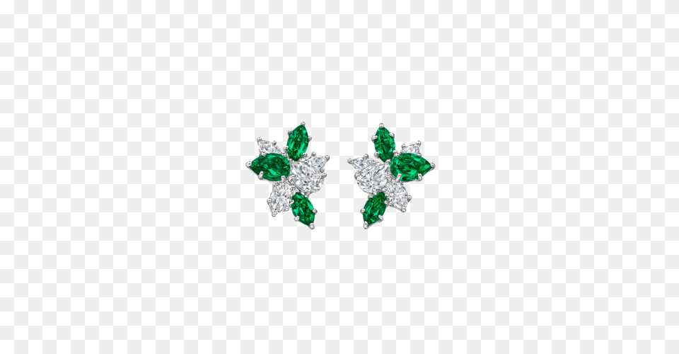 Cluster Emerald And Diamond Earrings Harry Winston, Accessories, Earring, Gemstone, Jewelry Free Png Download