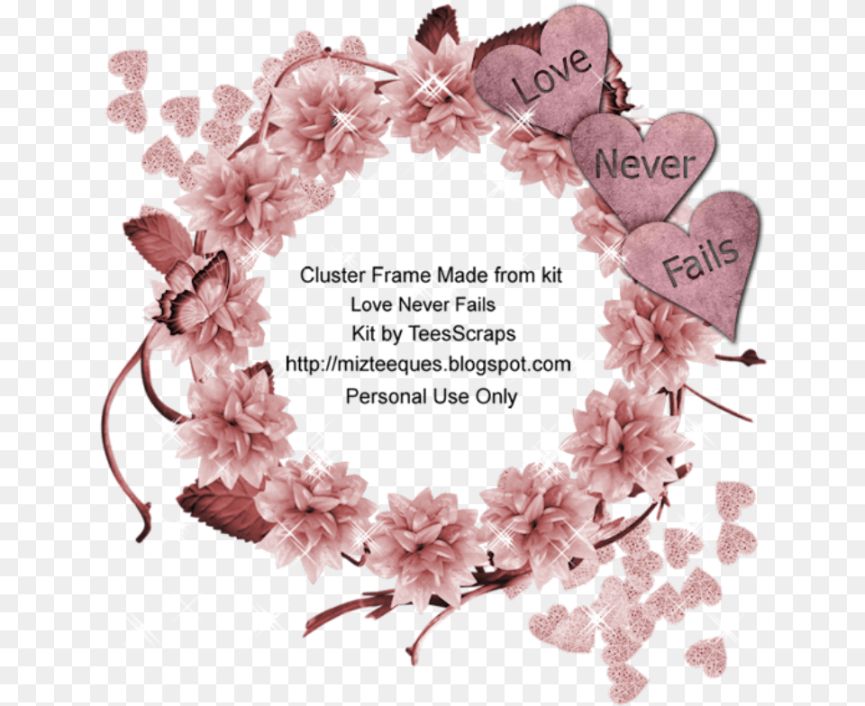 Cluster Frames Preview Of Miz Teeques Love Never Fails Heart, Flower, Plant Free Transparent Png