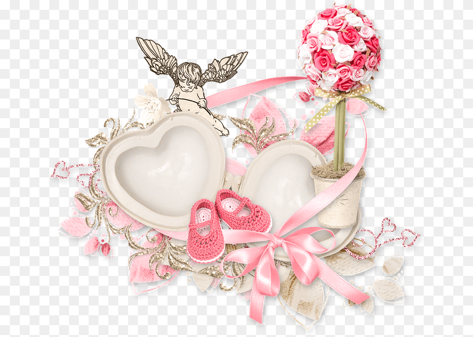 Cluster Heart Cupid Photo On Pixabay Good Morning White Flowers Heart, Flower, Flower Arrangement, Flower Bouquet, Plant Free Transparent Png