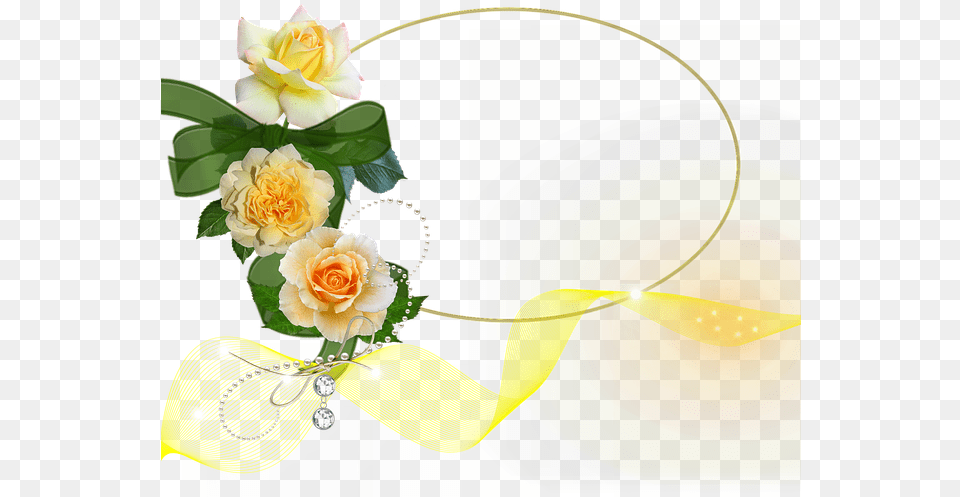Cluster Whitish Yellow Roses Bow Transparent Moldura De Rosas Amarela, Rose, Art, Plant, Flower Png