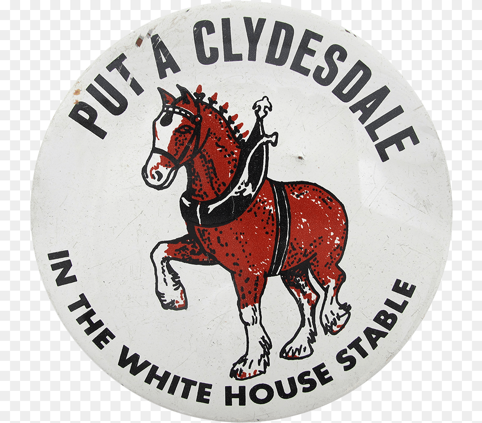 Clydesdale In The White House Beer Button Museum Mane, Logo, Animal, Horse, Mammal Png Image