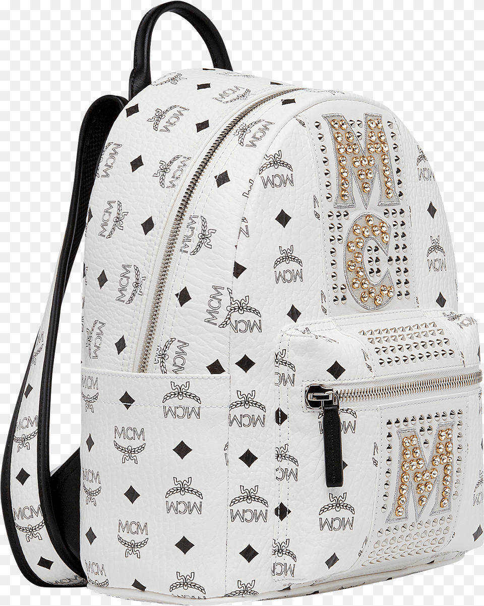 Cm 125 Stark Logo Stripe Backpack In Visetos White For Teen, Accessories, Bag, Handbag, Purse Free Transparent Png