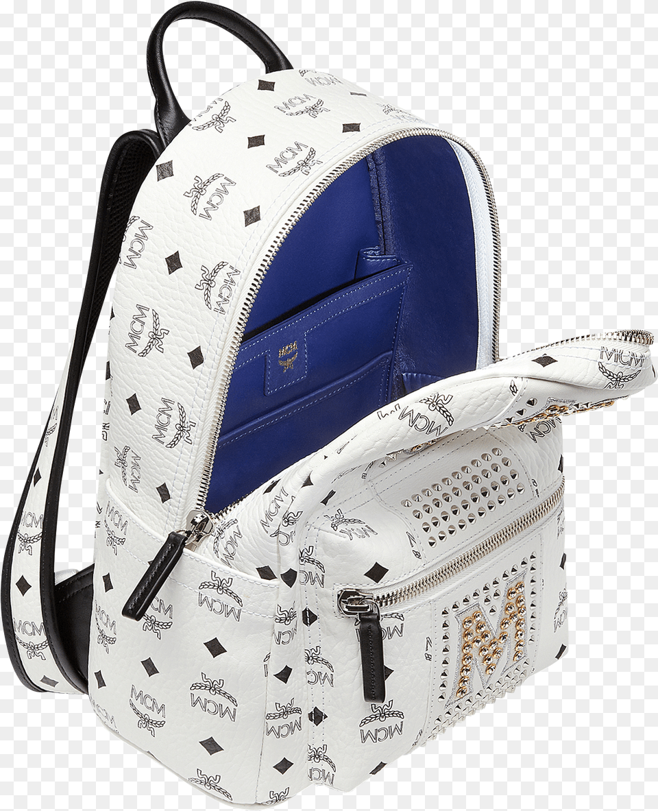 Cm 125 Stark Logo Stripe Backpack In Visetos White Handbag Style, Accessories, Bag, Purse Free Transparent Png