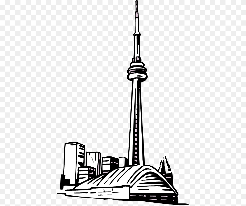 Cn Tower Drawing Easy Simple Cn Tower Drawing, City, Architecture, Building, Cn Tower Free Png