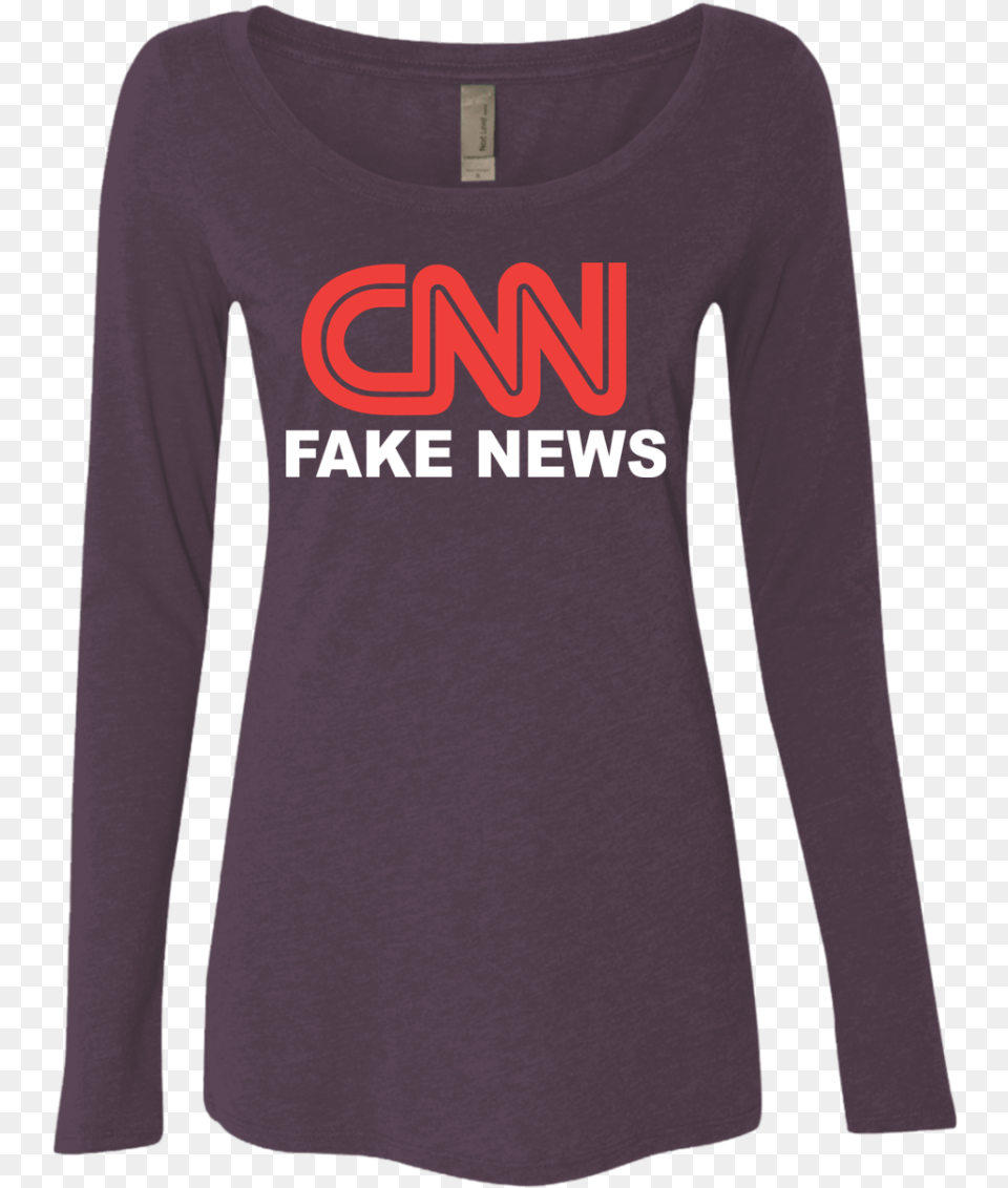 Cnn Fake News Ladies Triblend Scoop Long Sleeve, Clothing, Long Sleeve, T-shirt, Shirt Png