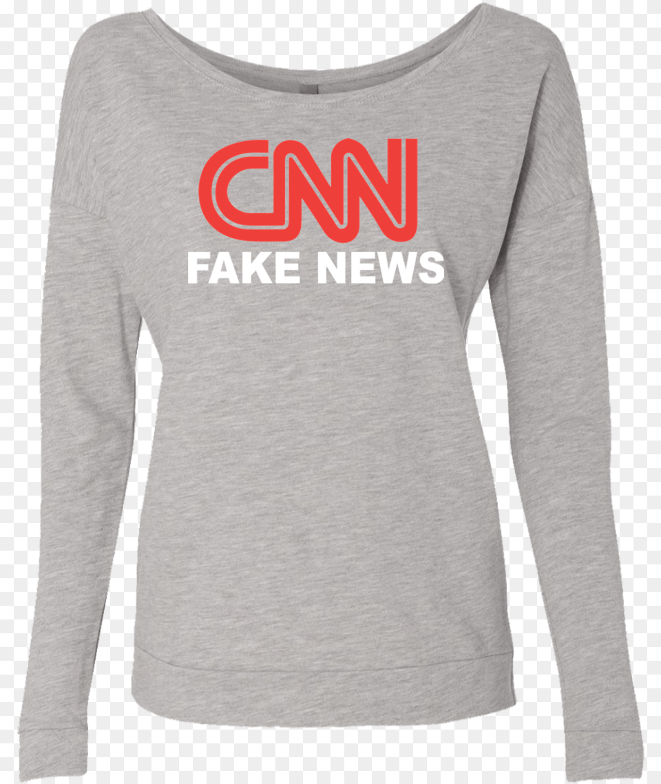 Cnn Fake News Level Ladiesu0027 French Terry Scoop Long Sleeve, T-shirt, Clothing, Long Sleeve, Knitwear Png