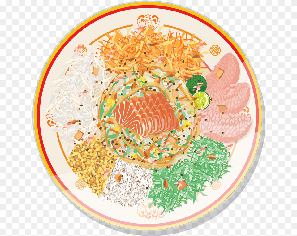 Cny Lou Hei Salad, Dish, Food, Meal, Platter Png Image