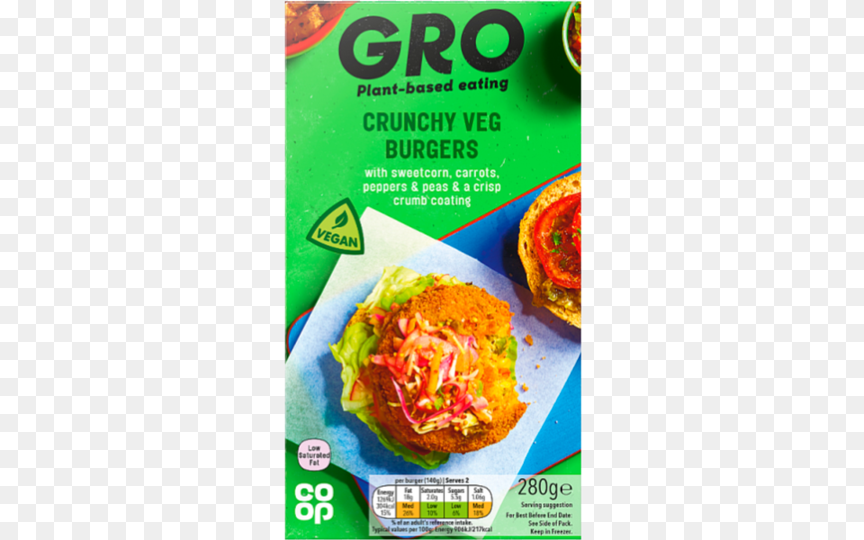 Co Op Gro Veggie Burgers, Advertisement, Poster, Food Png Image