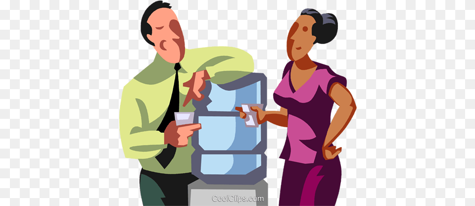 Co Workers Talking By The Water Cooler Royalty Vector Water Cooler Talk, Adult, Female, Person, Woman Free Transparent Png
