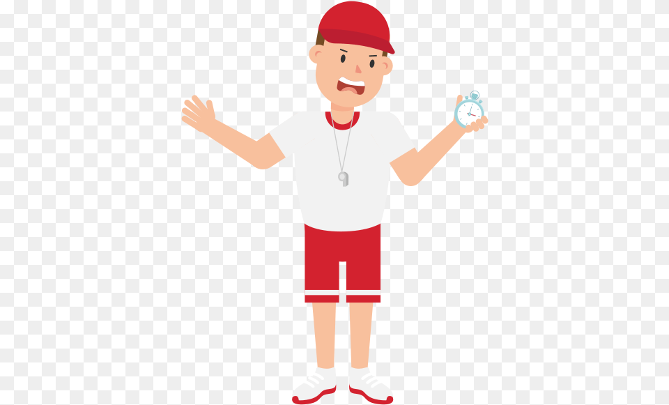 Coach Using A Stopwatch Cartoon Sports Coach Cartoon Transparent, T-shirt, Clothing, Boy, Child Free Png Download
