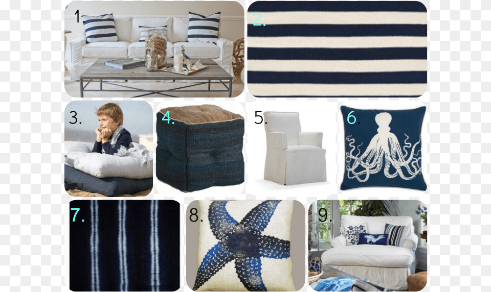 Coastal Blue Amp White Furnishings Paul The Octopus, Furniture, Home Decor, Couch, Cushion Free Png Download