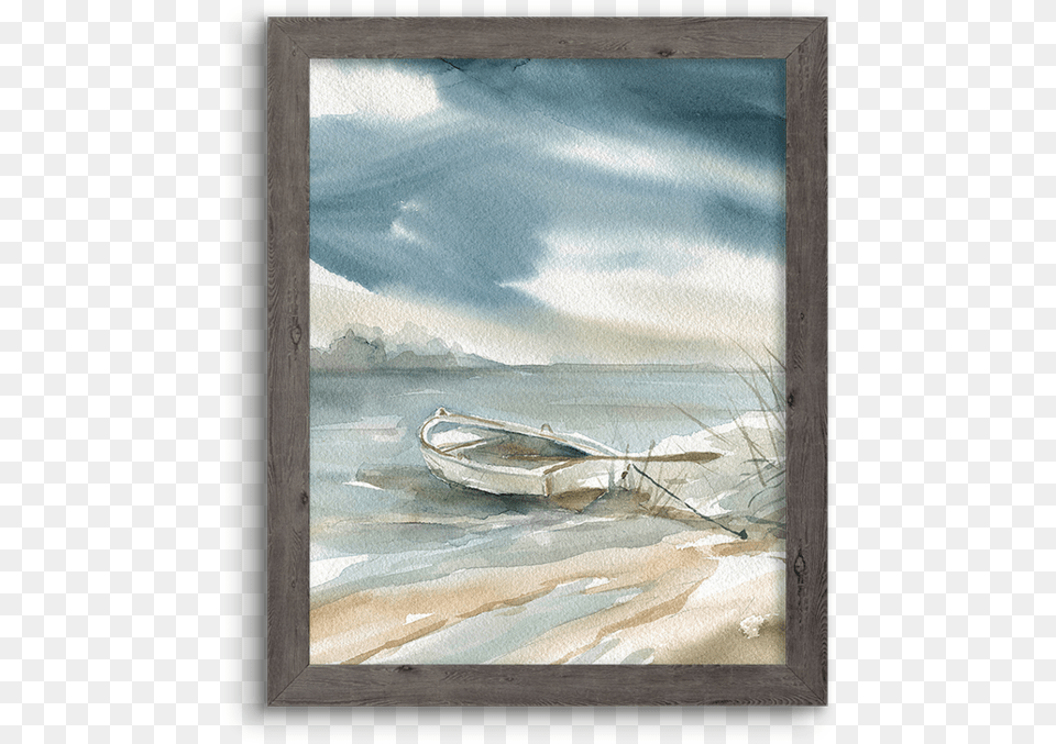 Coastal Watercolor Rowboat Subtle Mist Iii Poster Print By Carol Robinson, Art, Boat, Dinghy, Painting Free Png
