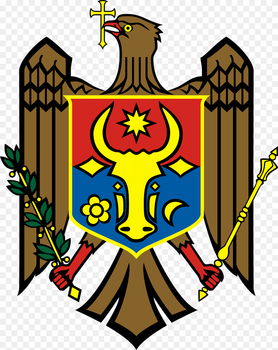 Coat Arms Brown Eagle Bird Bull Head Badge Moldova Flag, Armor, Emblem, Symbol, Baby Png Image