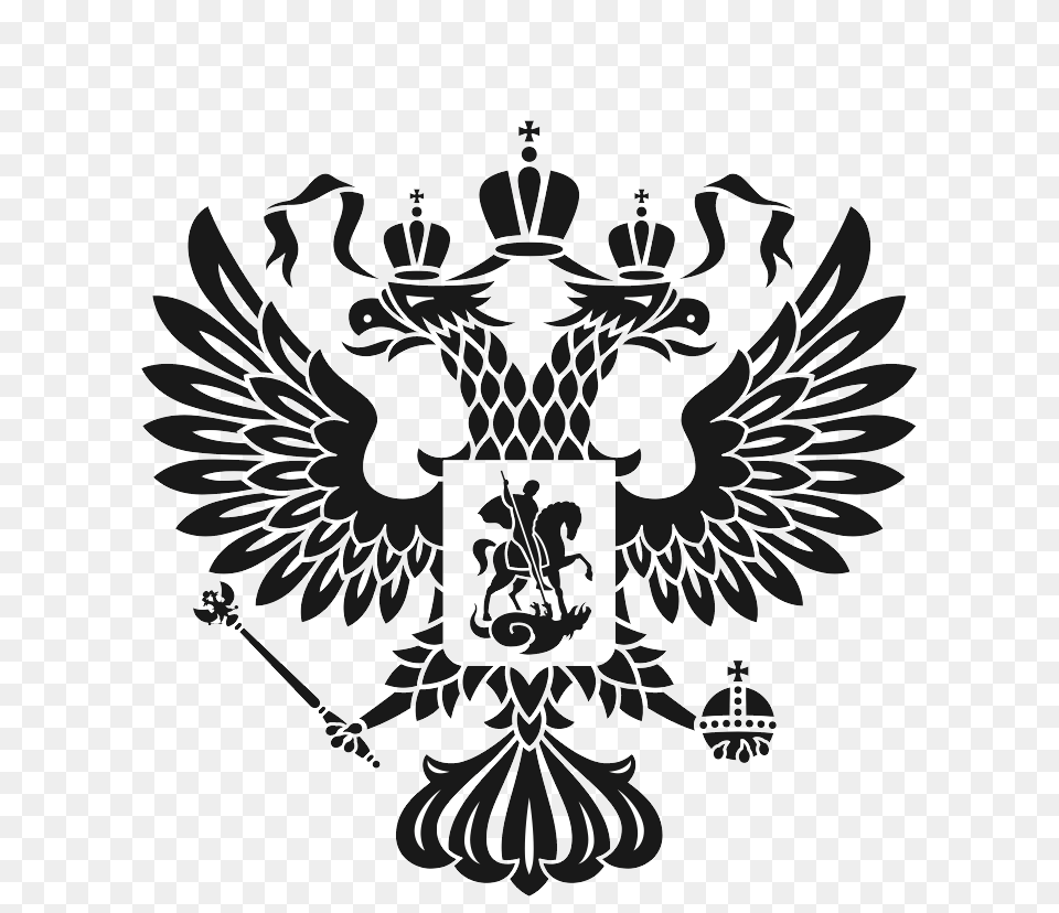 Coat Arms Russia, Emblem, Stencil, Symbol, Animal Png Image