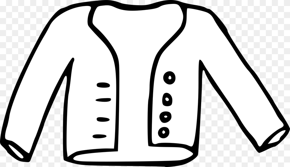 Coat Clipart Black And White Transparent Jacket Black And White, Clothing, Knitwear, Long Sleeve, Sleeve Png Image
