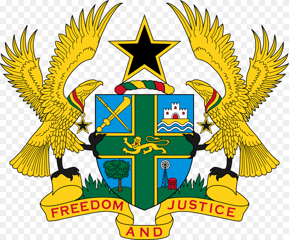 Coat Of Arms Family Crest Ghana Coat Of Arms, Emblem, Symbol, Animal, Bird Png
