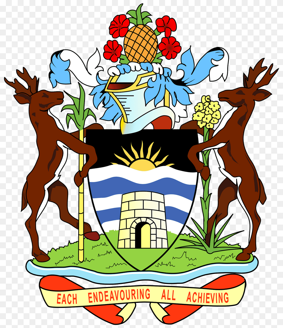 Coat Of Arms Of Antigua And Barbuda Clipart, Emblem, Symbol, Animal, Antelope Free Transparent Png