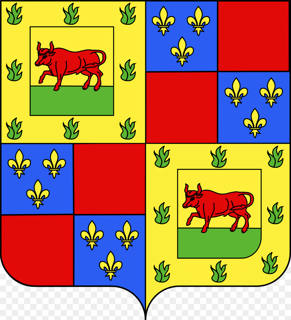 Coat Of Arms Of Cesare Borgia As Duke Of Valentinois Clipart, Animal, Mammal, Pig, Cattle Free Png