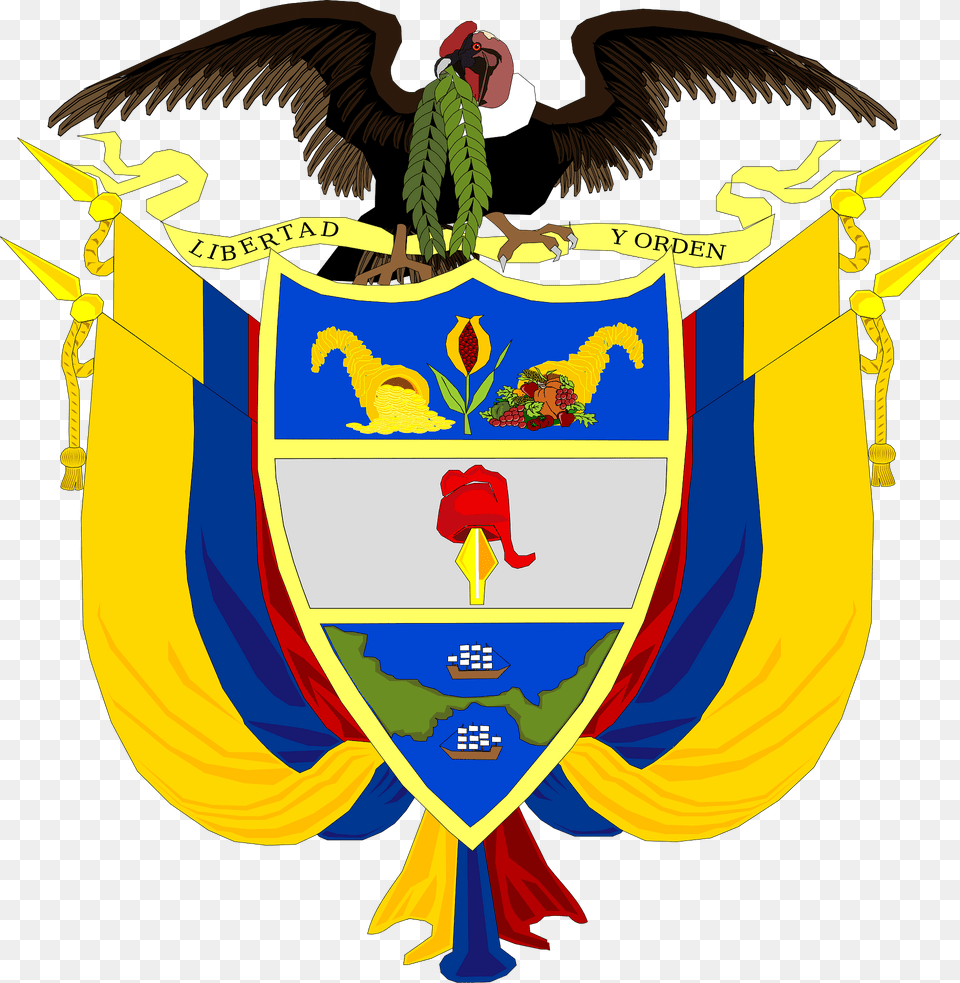 Coat Of Arms Of Colombia 2 Clipart, Emblem, Symbol, Animal, Bird Free Png Download